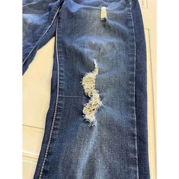 KanCan Estilo High Rise Button Distressed Skinny Jeans Dark Wash Size 5/26 - Picture 2 of 8